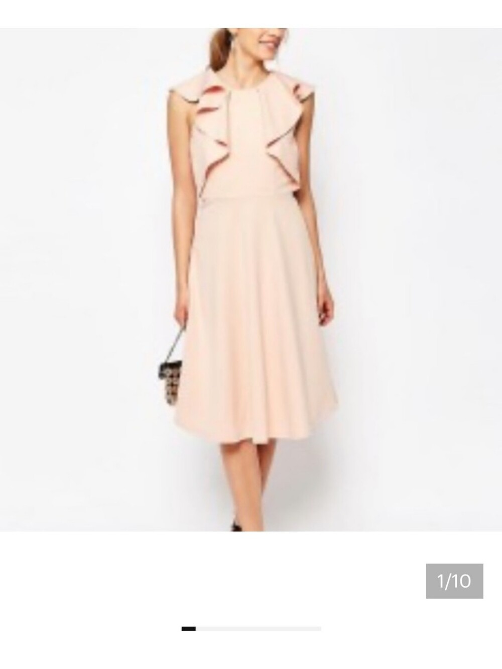ASOS Blush Pink Ruffle Sleeveless Midi Dress